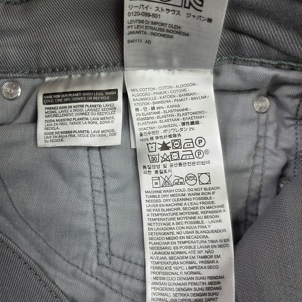 Levi's 514 Jeans Mens 36x30 Straight Fit Grey Stretch Denim Fits (36x28) - Picture 9 of 15